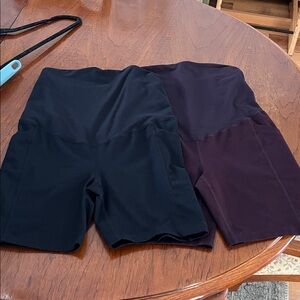 Lot of 2 Zella Black and Dark Purple Maternity Bike Shorts - size small